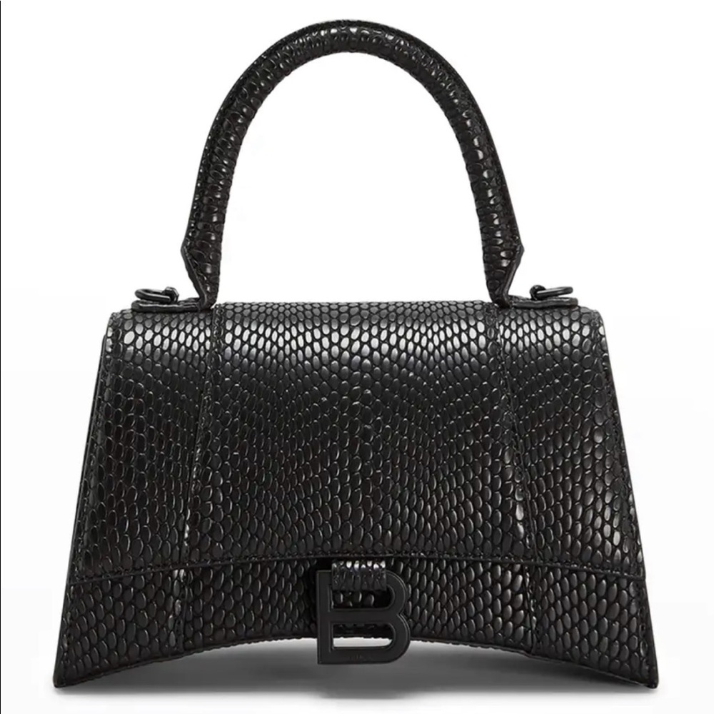Balenciaga Hourglass Snake-Embossed Top-Handle Bag